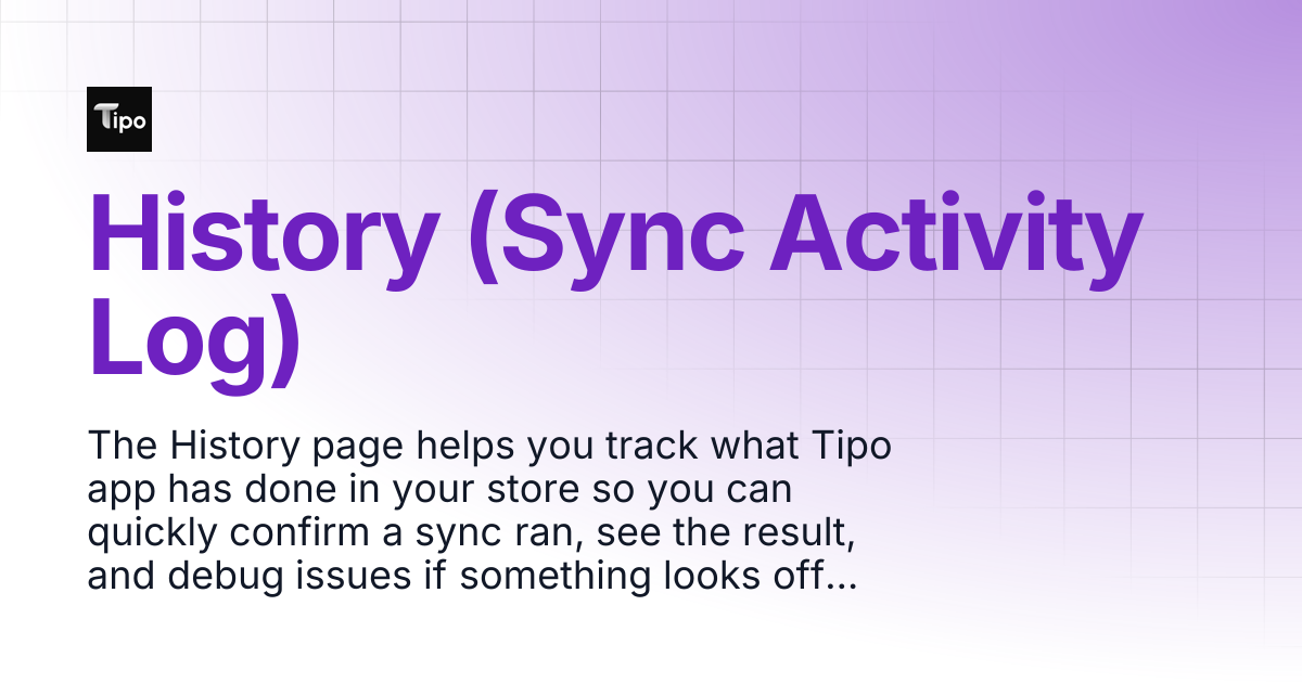History (Sync Activity Log) | Tipo Docs